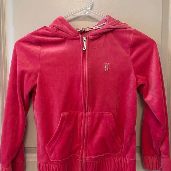 Juicy Couture kids pink velour jacket with bling on back size S (7) - Picture 2 of 12